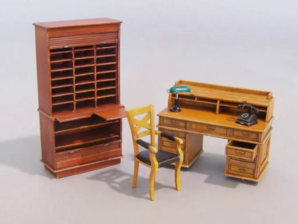 

1:35 Scale Die-cast Resin Office Furniture Set Model White Resin Model Unpainted Free Shipping