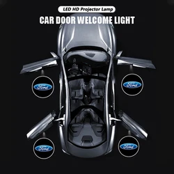 2Pcs LED HD Car Door Wireless Welcome Light Projector Lamps For Ford Focus Fiesta Puma Ranger Kuga MK7 MAX F150