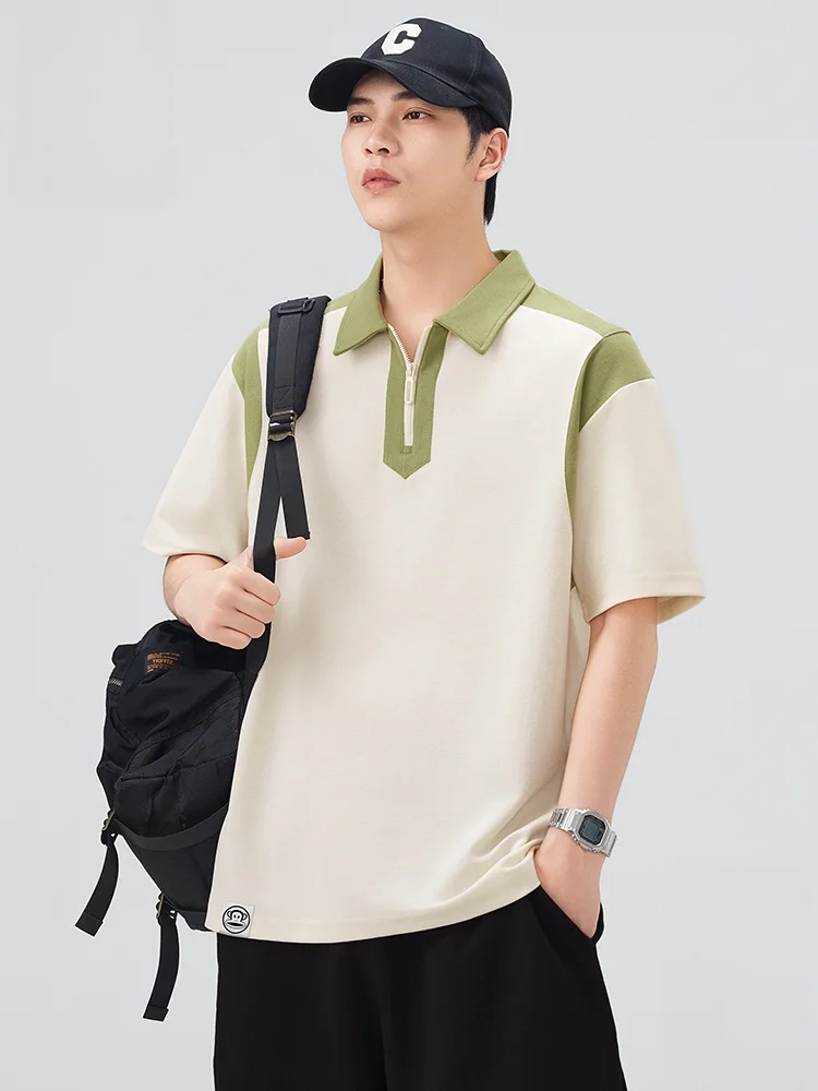 

PaulFrank f Zip irt Men's Summer Trendy Color Blo Faion ort Sve T-irt Monkey Mouth Large Zipper Design