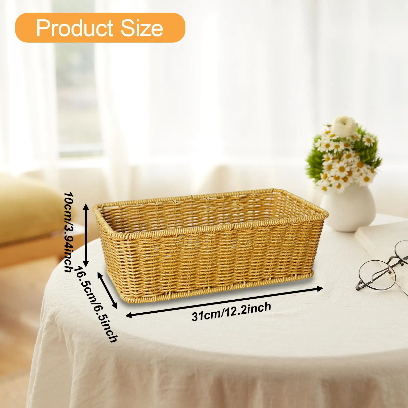 

Storage Basket Countertop Organizer Rustic Decorative Multifunctional Bread Basket for Pantry Bedroom Dorm Household Skincare