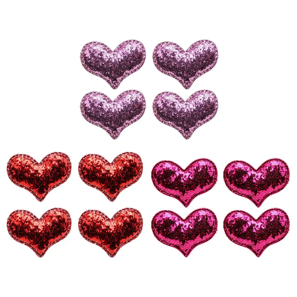 12pcs Hair Glitter Heart Shaped Heart Shaped Hair Clips Duckbilled Cute Decorative For Girls Birthday Party Daily Use