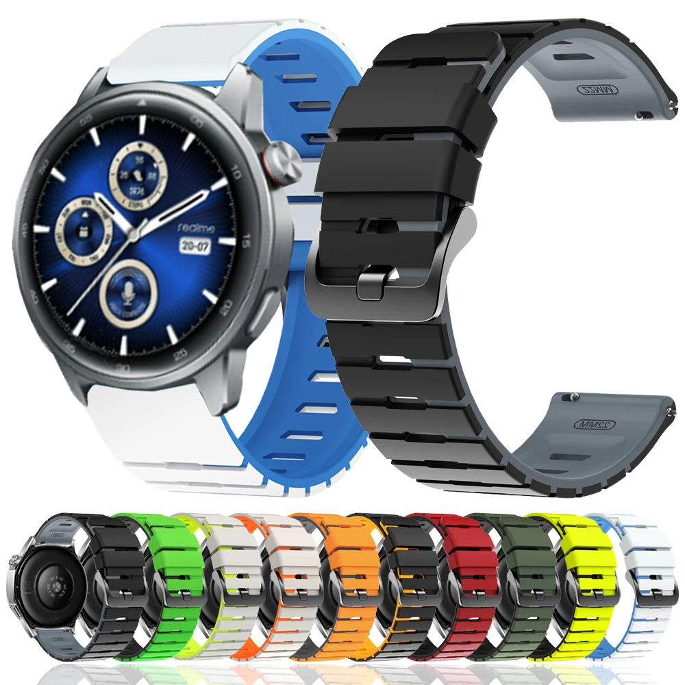 실리콘 소프트 스트랩 리얼미 워치 S2 3 2 S 프로 손목 밴드 수운토 레이스 S/2 런 버티컬 22mm 스포츠 스마트워치 팔찌