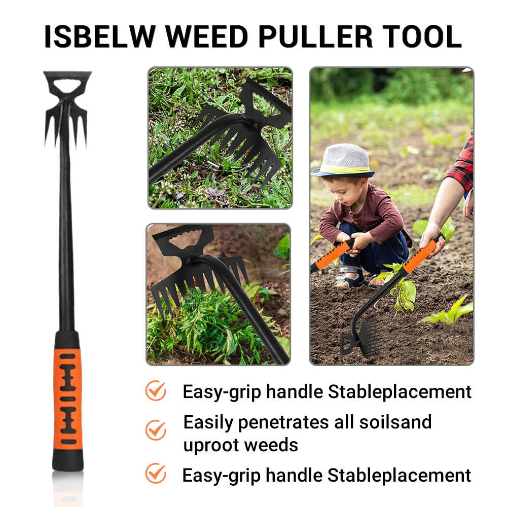 2 IN 1 Manual Weed Remover Tool Grass Rooting Loose Soil Hand Weeding Removal Puller Garden Shovel Gardening Tool