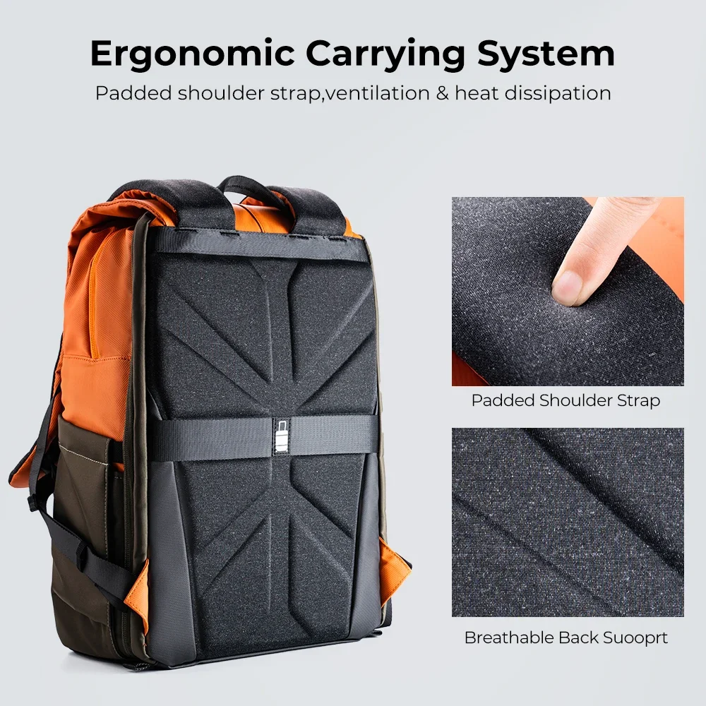 K&F CONCEPT Camera Backpack Camera Bag with Rain Cover Ergonomic Design for Outdoor Travel Photography Tripod Compatible