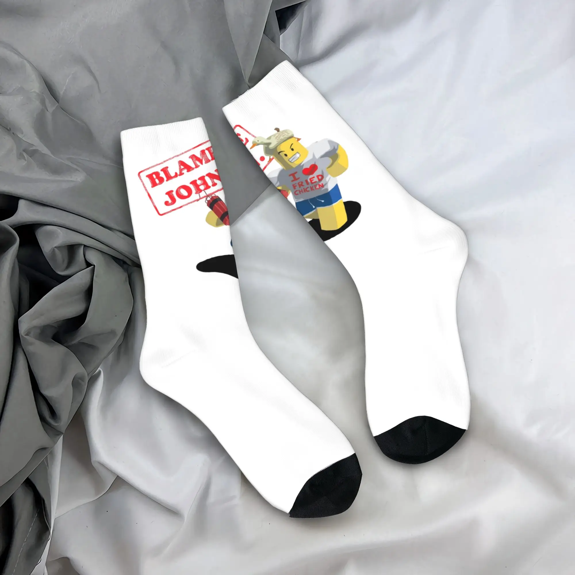 Shedletsky Blame John Forsakens ソックス メンズ レディース 面白い靴下 原宿 春 夏 秋 冬 ミドルチューブソックス ギフト、