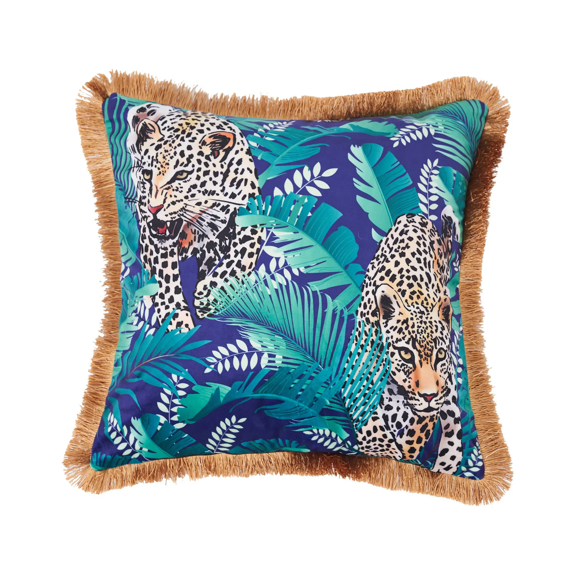 Retro double-sided printed tassel decorative pillowcase with leopard and zebra patterns for hotel and home sofa or bed