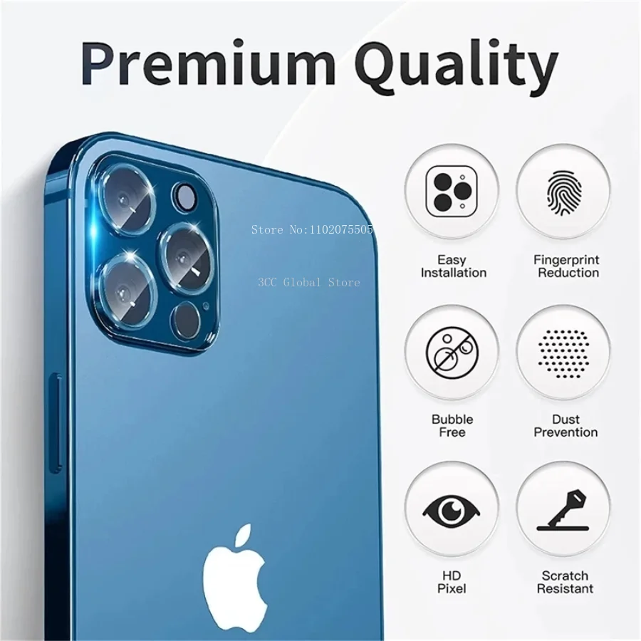 3PCS 3D Back Camera Glass Protectors for IPhone 11 12 13 Pro Max 12 13Mini 15 14 PRO MAX Plus Lens Protective Glass Film