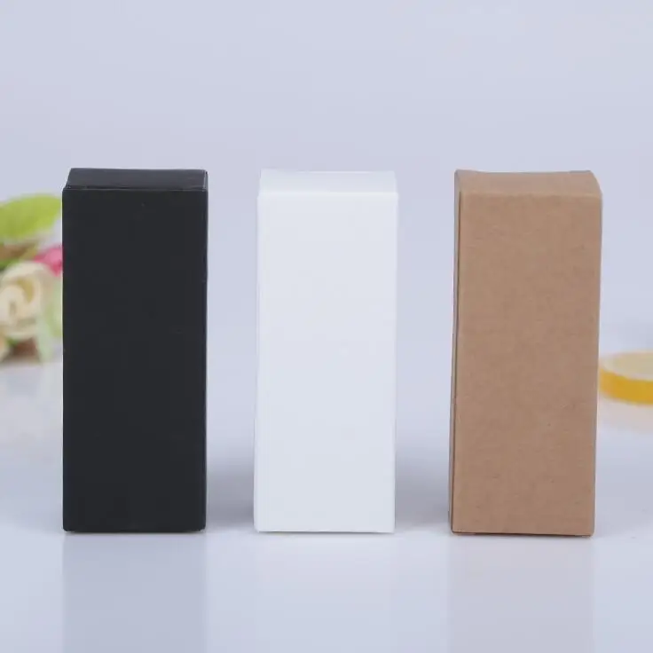 50pcs 10ml/20ml/30ml/50ml/100ml White Black Kraft Paper packaging Box Dropper Bottle Cosmetics Party Gift cardboard Boxes tubes