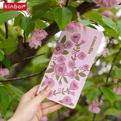 Kinbor planificador semanal para hacer lista, lindo cuaderno de diario de Camelia/Sakura de estética para niña, rastreador de hábitos de eficiencia de bolsillo