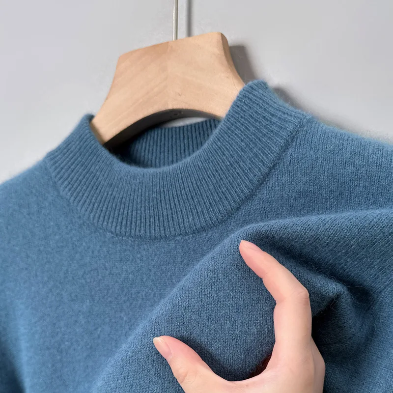 Sweater wol musim dingin pria, pakaian rajut leher Turtleneck, Sweater Mode Kasual, pullover lap dalam, kasmir hangat, Sweater wol musim dingin untuk pria