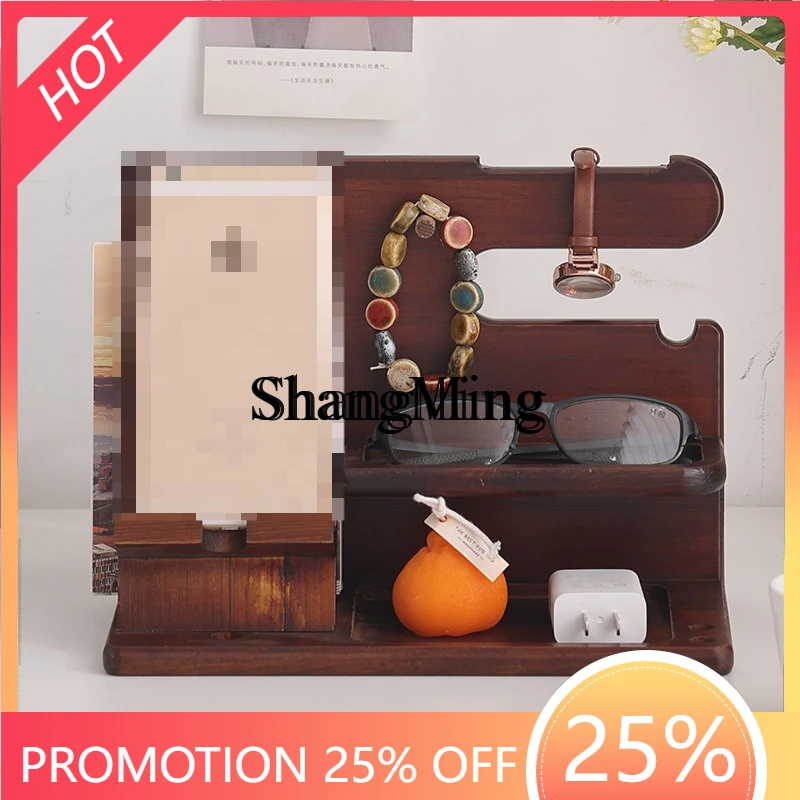 

SM phone rack bedside mobile phone charging bracket creative ornament solid wood remote control rack