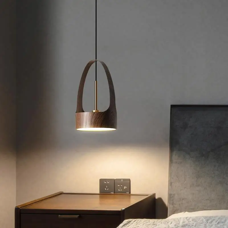 

Modern Minimalist Chinese Wood Bedroom Lamp Dining Room Lamps Dimming Living Room Lights Decorative Light Bedside Chandelier