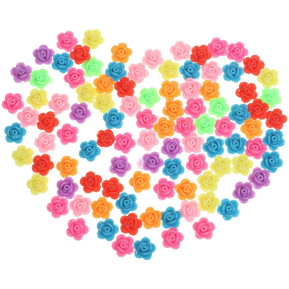 

200 шт., смоляные цветочные бусины, розовые бусины, многофункциональные принадлежности для самостоятельного изготовления ювелирных изделий для браслета, ожерелья, ювелирных аксессуаров