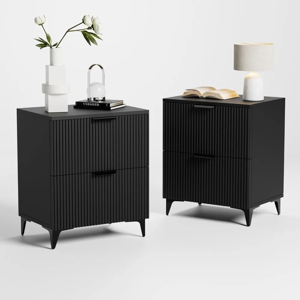 

Small Nightstand Set of 2 with 2 Drawers, Side End Table, Small Accent Storage Cabinet,Modern Bedroom Night Stand