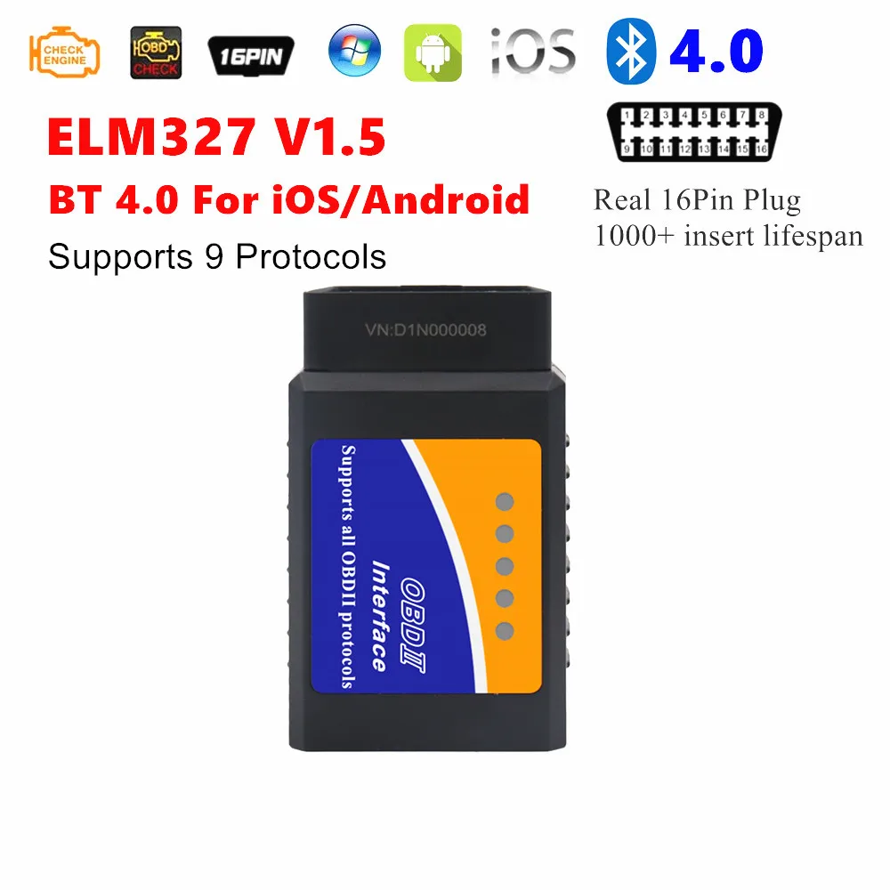 ELM327 V1.5 super mini OBD2 Diagnostic Interface Bluetooth 4.0 for IOS/Android ELM 327 Code Reader Tool Support multi-brand car