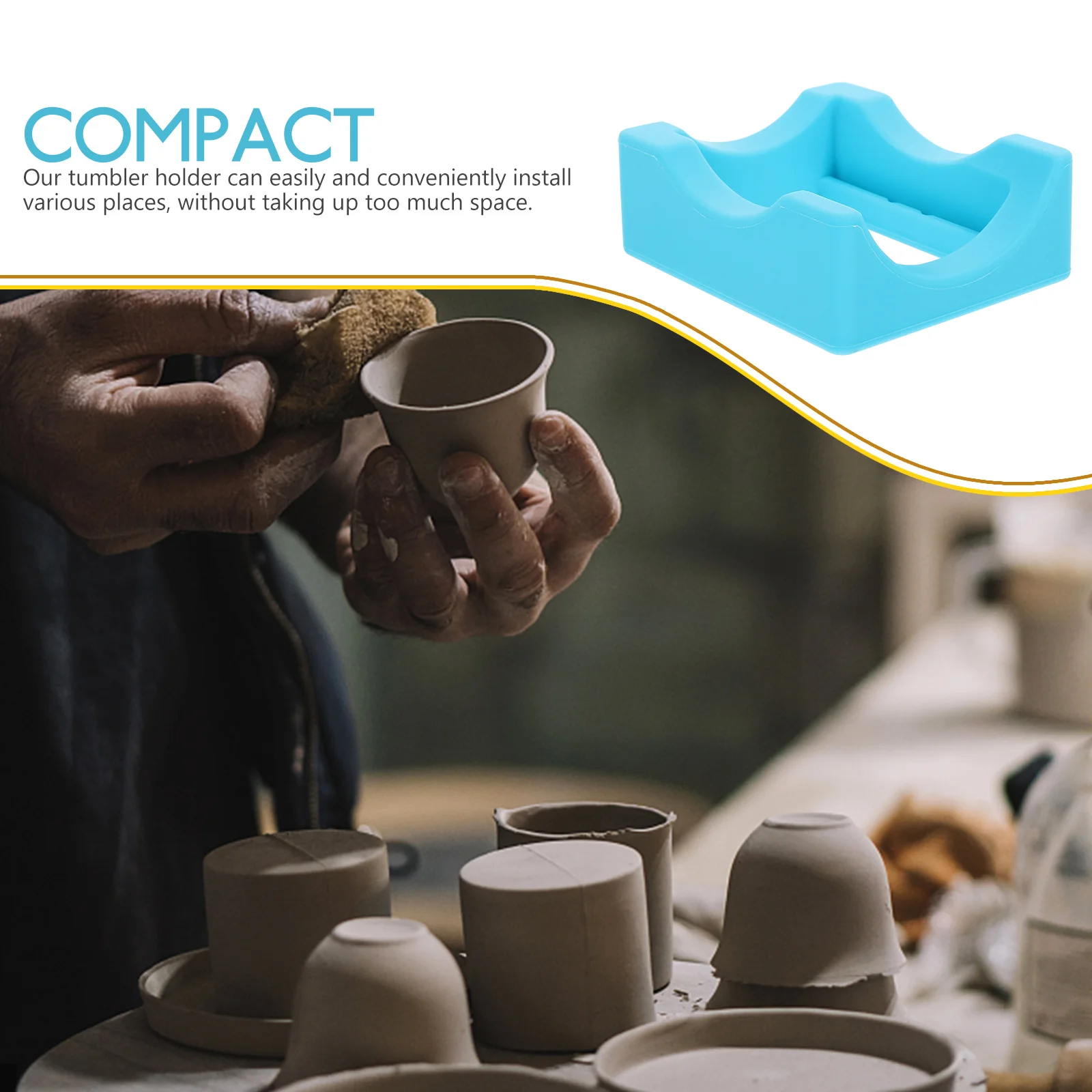 

Tumbler Silicone Cup Holder Base Anti-scald Cradle for Glass Blue Tumblers Desk