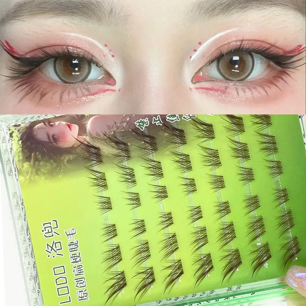 3D Manga Fox Eye marron grappes de cils brun foncé doucement grappes de cils naturel moelleux cils individuels bricolage Extensions de cils
