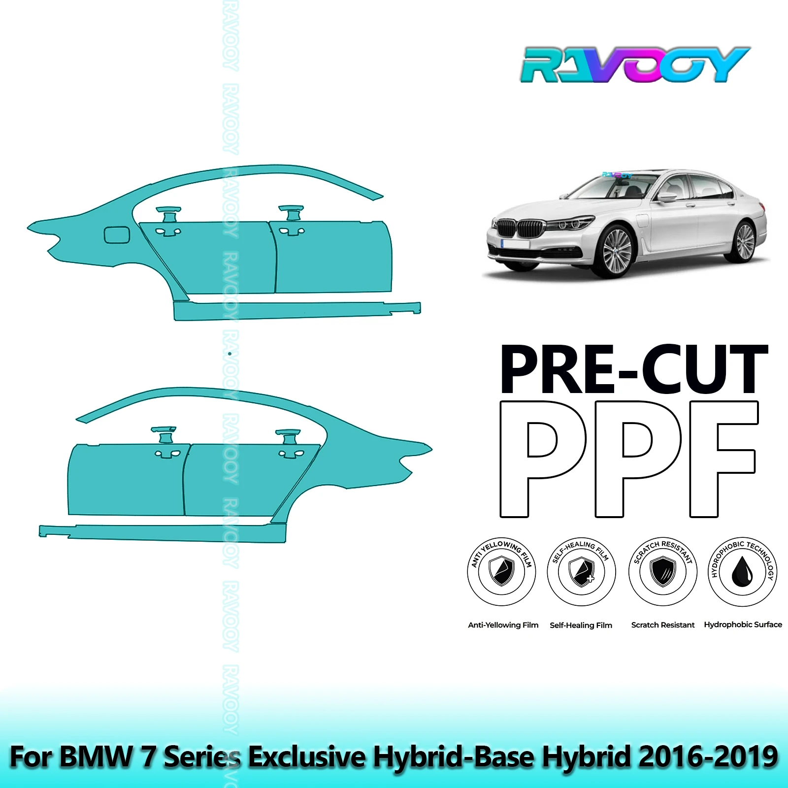 

For BMW 7 Series Exclusive Hybrid-Base Hybrid 2016-2019 8.5mil Pre-Cut PPF Door & A/B Pillar Kit TPU Paint Protection Film Set