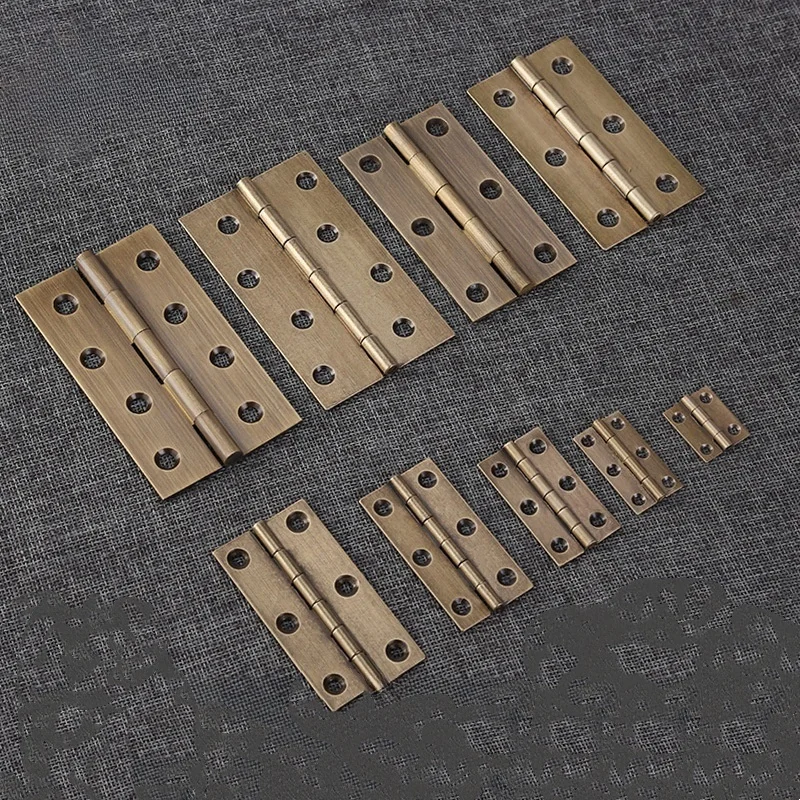 4Pcs Antique Brass Door Hinges Bronze Furniture Cabinet Drawer Door Butt Hinge For Vintage Jewelry Wooden Box Furniture Hardware