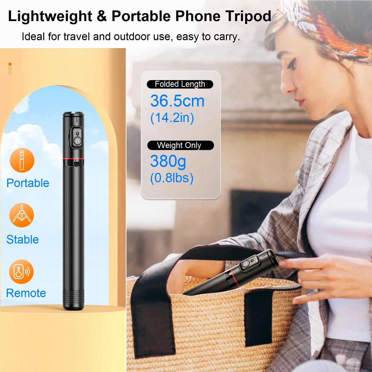 Selfie Stick Tripod with Remote for iPhone Phone, 72