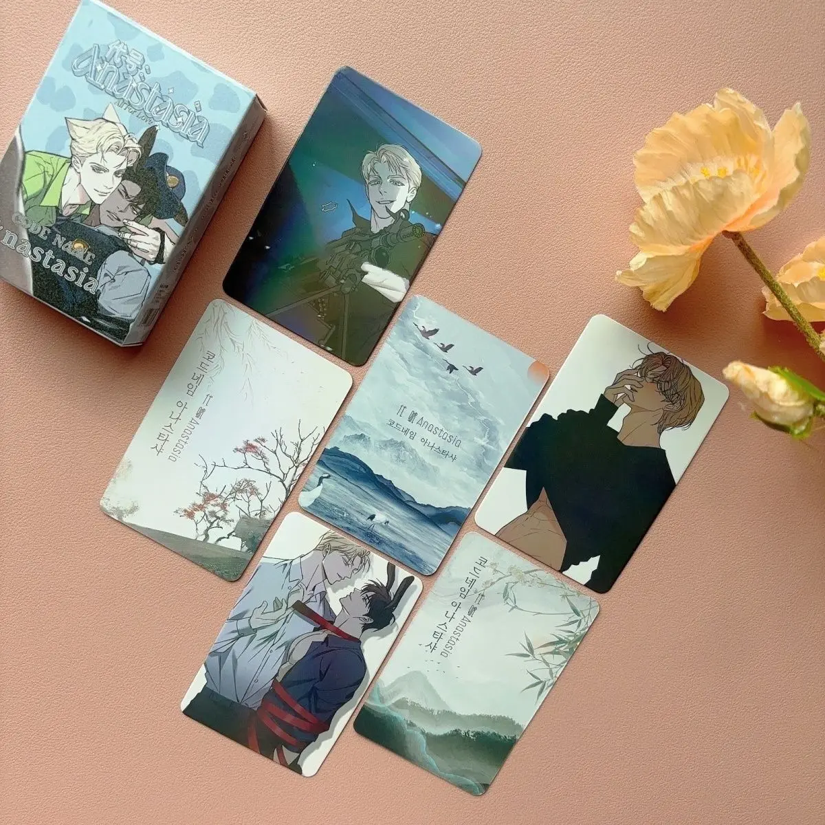 55 Pcs/Set New Korean BL Manhwa Codename Anastasia Photocard Zhenya,Taekjoo Comic Character HD Laser Lomo Card for Fans Gift