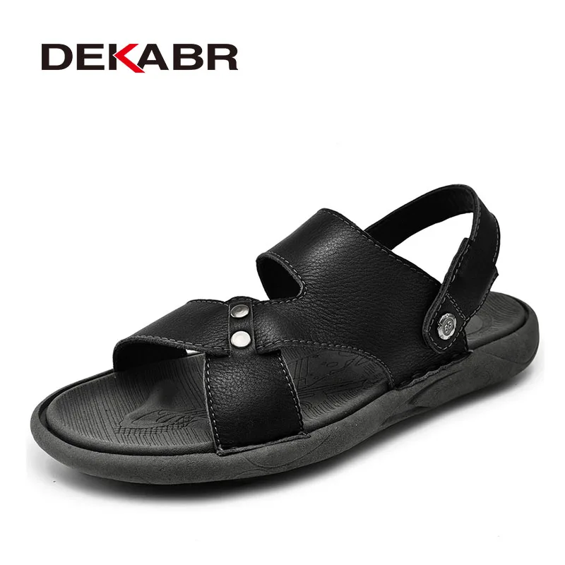 

DEKABR Genuine Cowhide Sandals Men Summer Casual Breathable Non-Slip Wear-Resistant Sporty Comfortable Light Beach Slippers