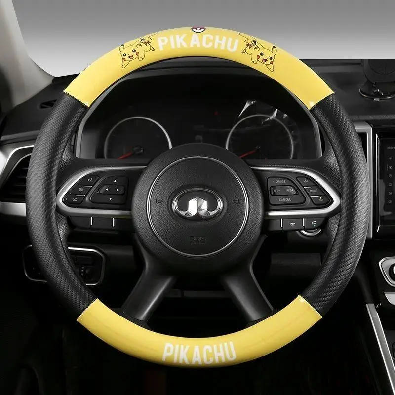 Pika chu Car Steering Wheel Cover Universal  Anti-slip Wear-resistant Cartoon Auto Steering Protector Car Interior Accessories