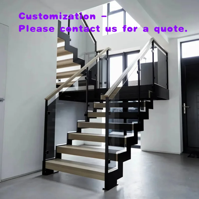 

custom.Modern Steel Wood Straight Floating Tread Staircase Apartment Kitchen Residential Use Durable and Safe Design