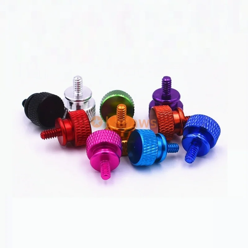 5pcs UNC 6#-32 Aluminum Step Thumb Screw Computer Case Screw Knurled Hand Screws Anodized 10 Colors For Hard Disk Radiator