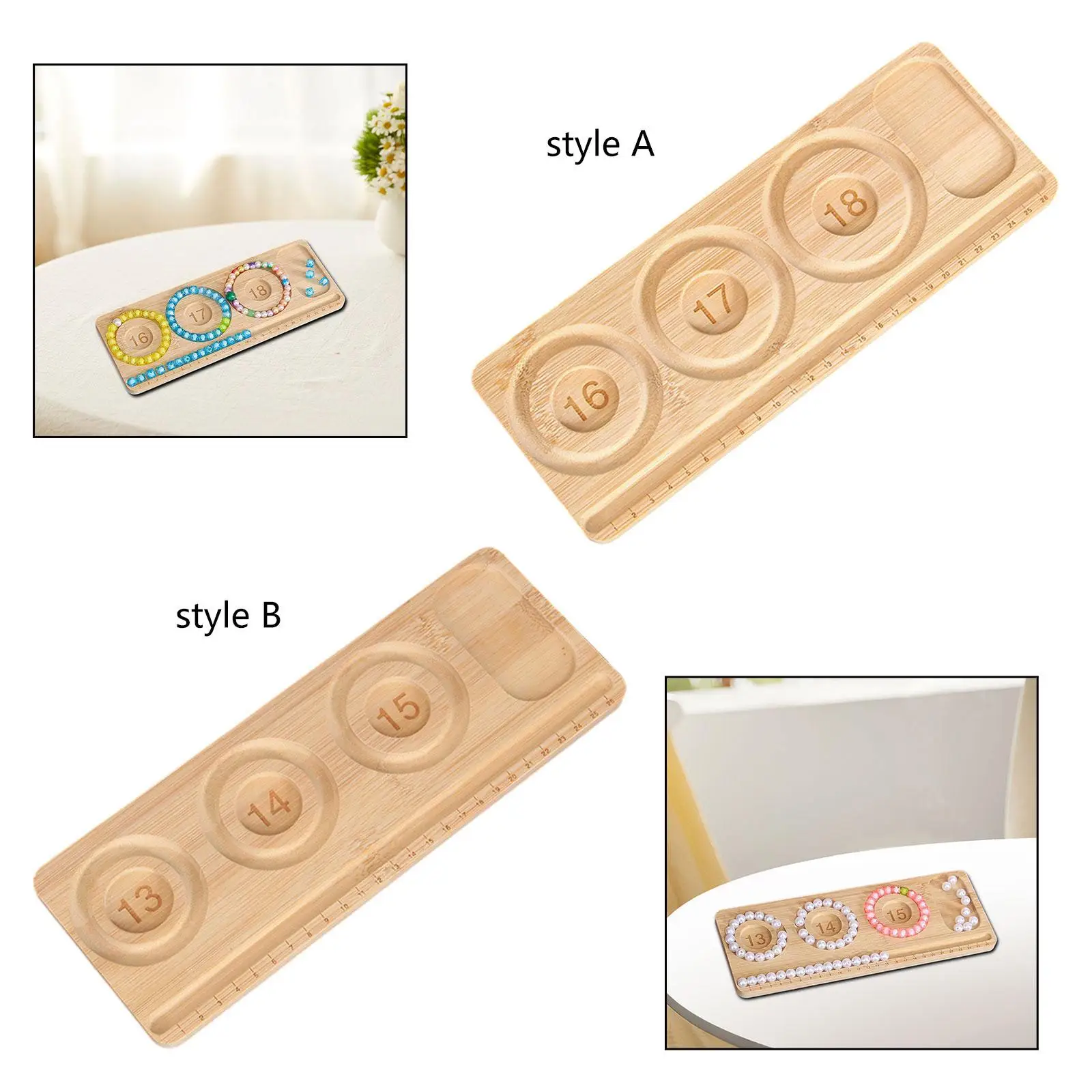 Bead Design Board with Sorting Tray Wooden Jewelry Tool Accessories for Making Bracelets and Necklaces