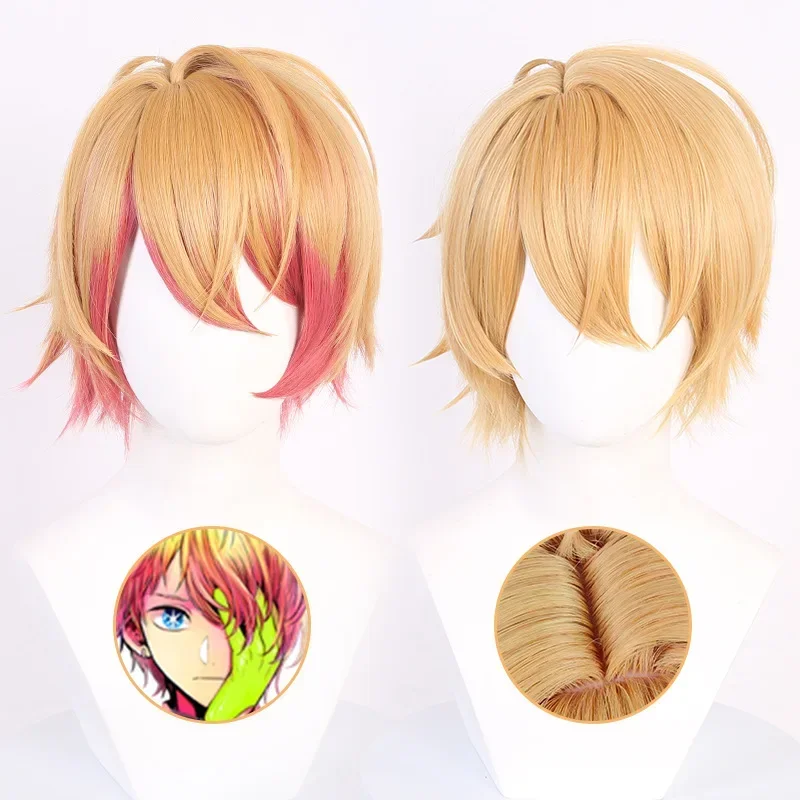 Anime Oshi No Ko Aqua Hoshino Akuamarin Short Yellow Pink Wig Cosplay Hair Cos Party Role Play Props MN1