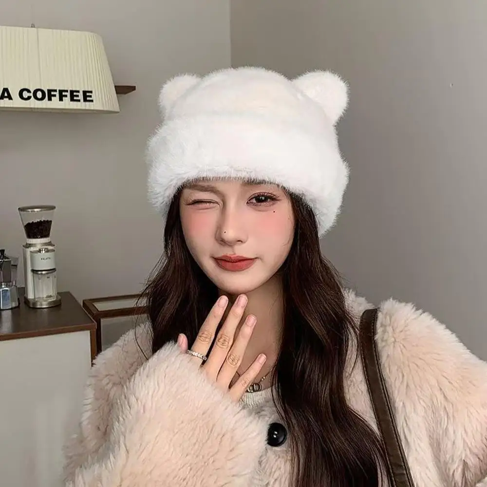

Imitation Fur Hat Ear Protection Winter Hats Women Warm Snow Ski Cap Faux Fox Fur Hat Teddy Bear Hat for women Hooded Beanie
