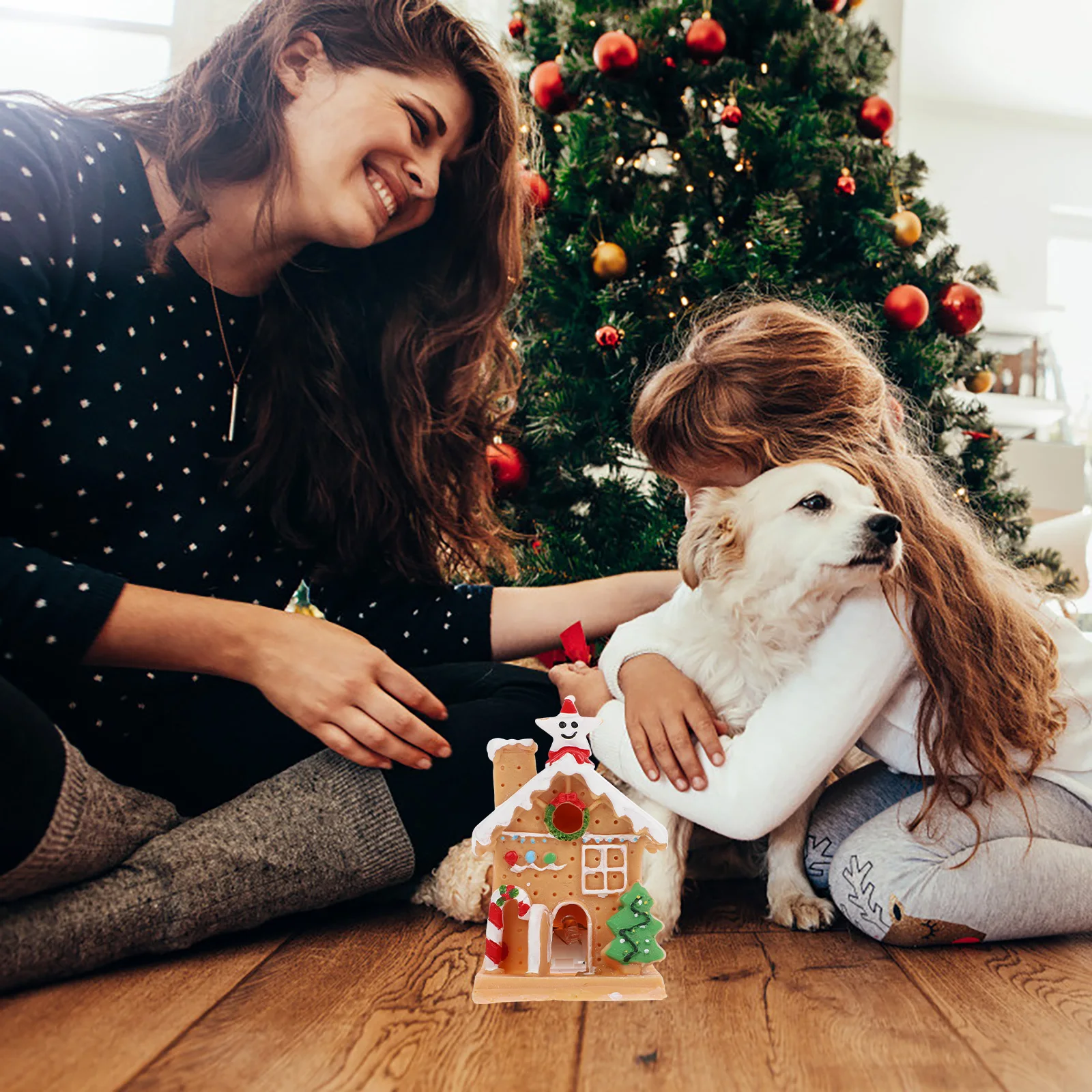 

1Pcs Xmas Mini Ornament Resin Christmas Lighting Small Villas Decor Desktop Micro Landscape Decoration Xmas Mini Ornament