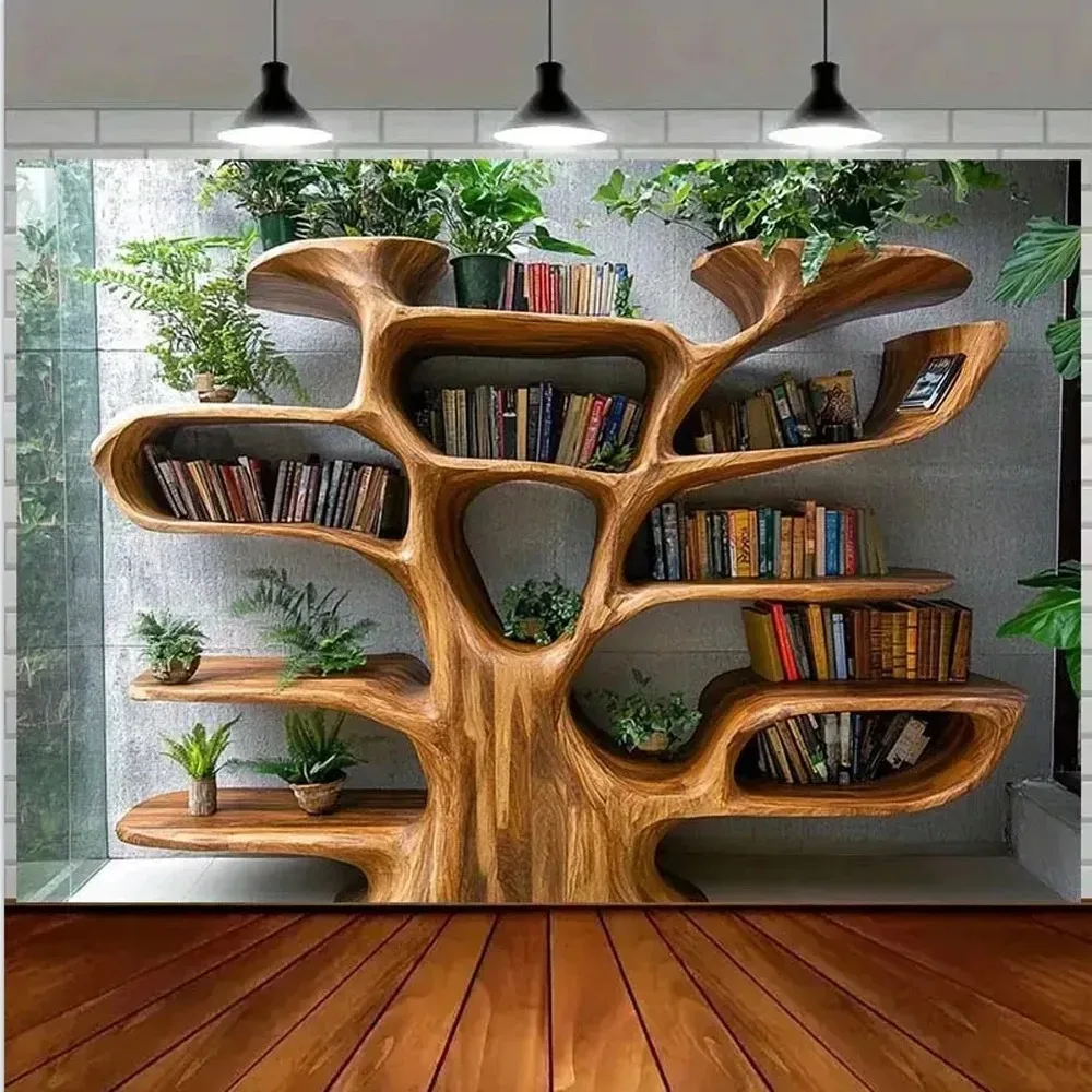 Nordic Forest Bookshelf Tapestry 3