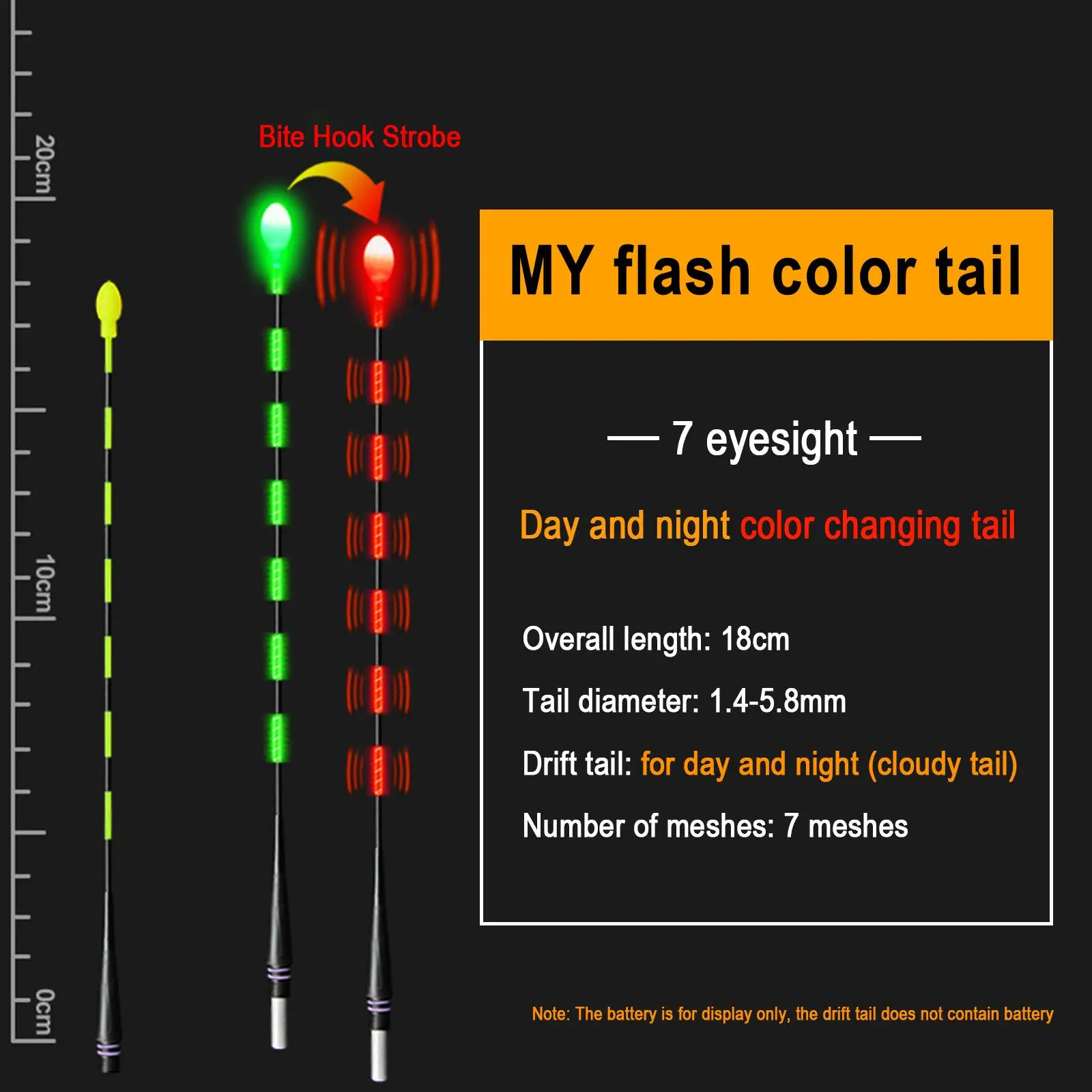 3/5 قطعة الإلكترونية تعويم الذيل الجاذبية تغيير لون جريئة ليلة الصيد العائمة اكسسوارات لوازم الصيد معدات العائمة #4