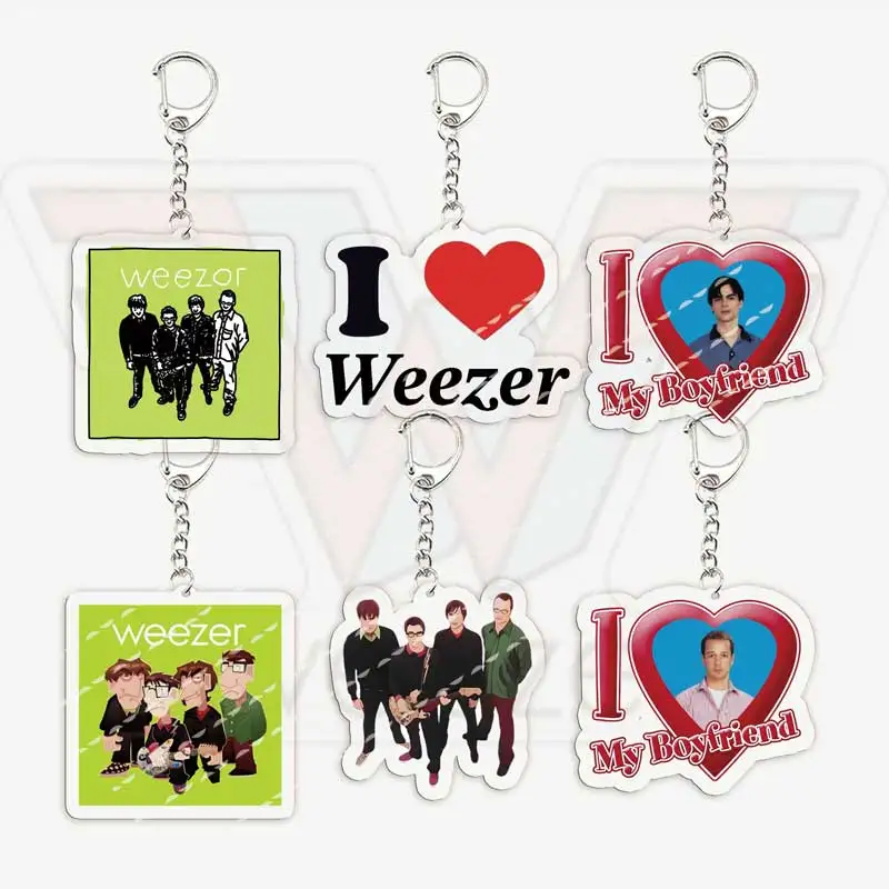 Rock Band Weezer Keychains for Accessories Bag Acrylic pat mikey matt brian Charm Keyrings Chains Jewelry Friends FANS Gifts