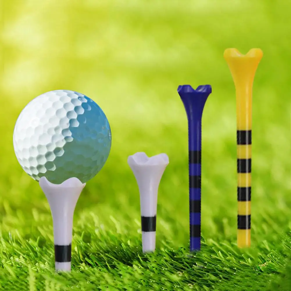 Four-corner Support Tee Adjustable Golf Tee 10pcs Height Adjustable Striped Golf Tee Set with Sharp Tip Plastic Ball for Golfer