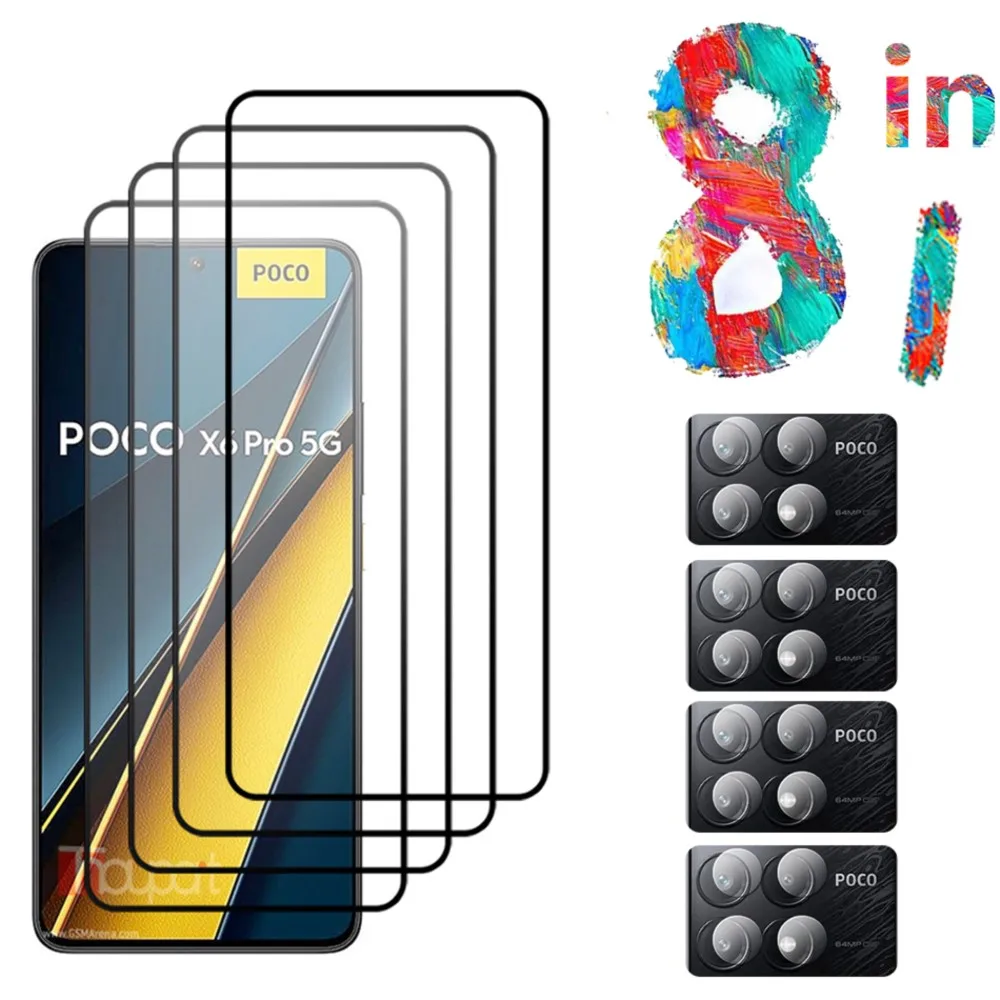 Tempered Glass For Xiaomi Poco X6 NEO X5 X4 Pro X3 NFC X4 GT Screen Protector Soft Camera Lens Film Poco X6 Pro Glass