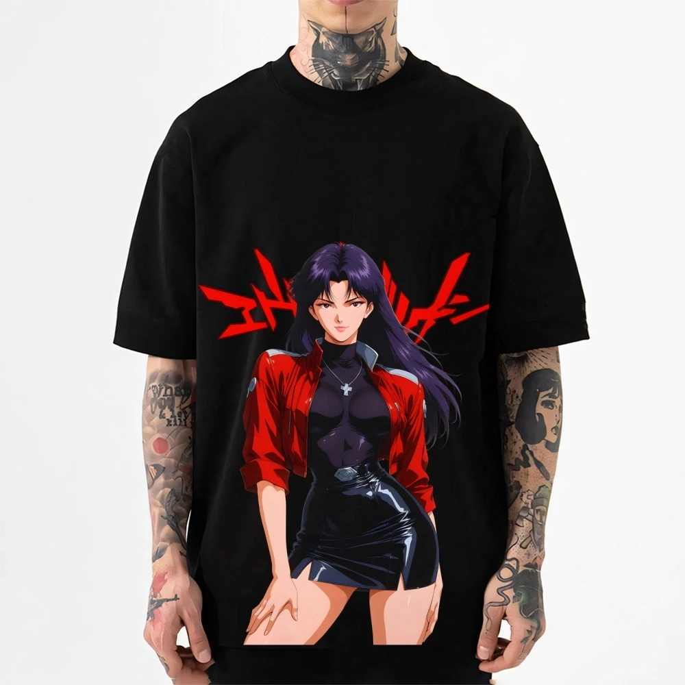 2026 Neues Evangelion Misato Katsuragi Print T-Shirt Kurzarm-T-Shirt Herren- und Damen-T-Shirt Herren-Oberteile Harajuku Streetwear