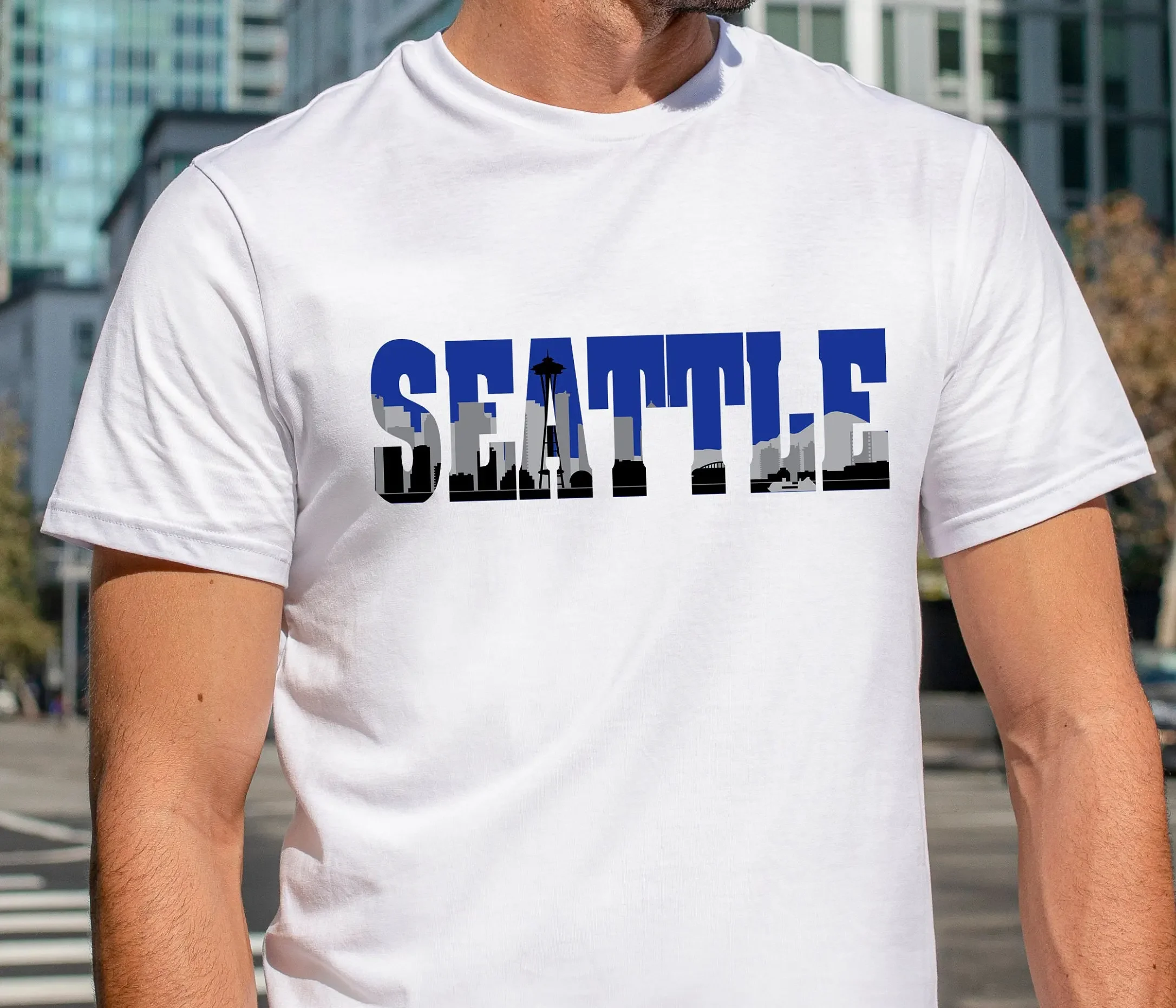 Seattle Washington T Shirt Adult Skyline SweaT Line Drawing States