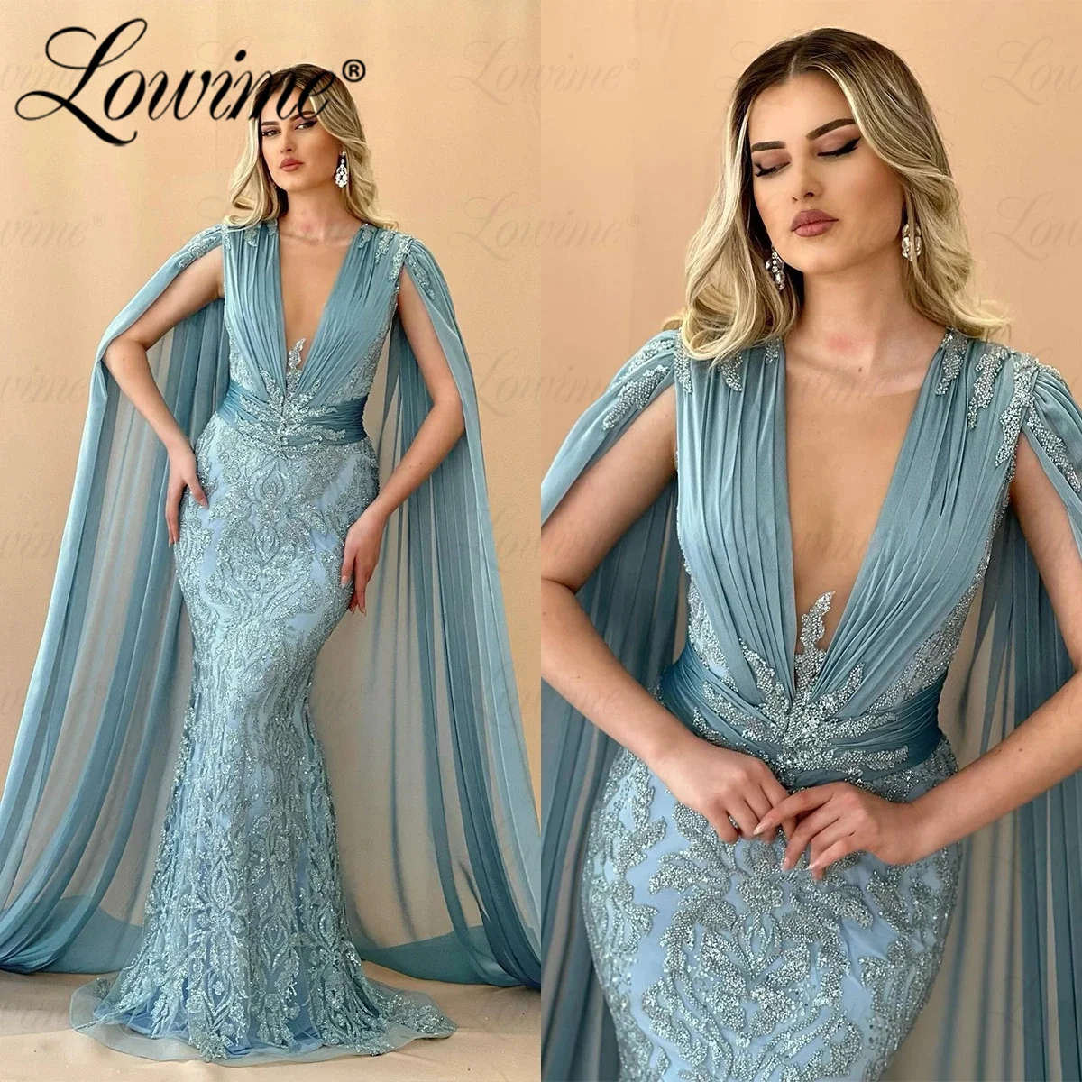 Vestidos de noite longos personalizados para mulheres, manga com contas vintage, Dubai Design, festa de casamento, baile de baile de celebridades, 2023