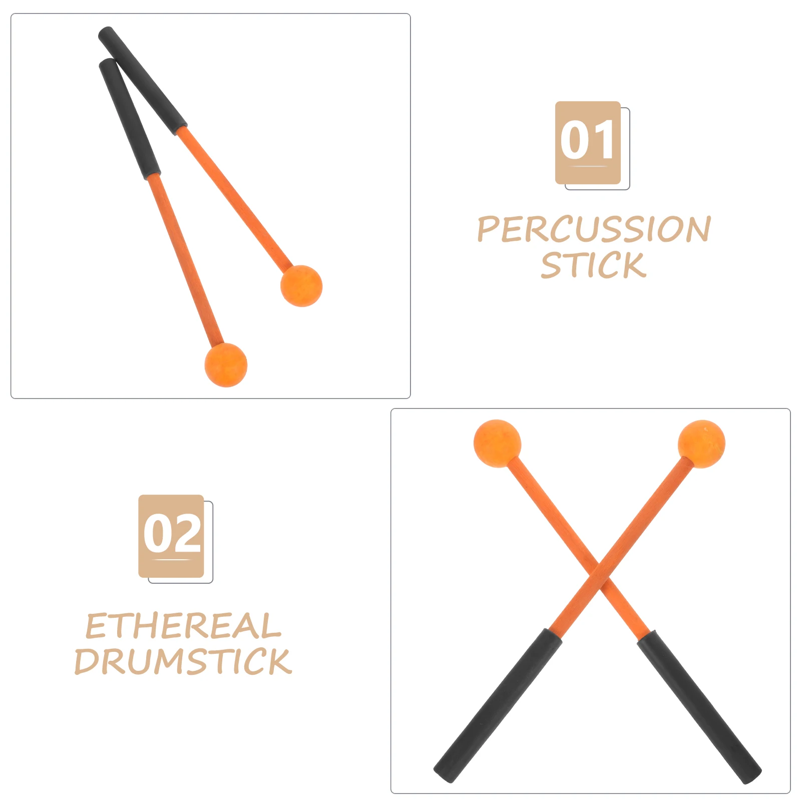 

1 Pair Yellow Handle Rubber Head Xylophone Mallets Wooden Percussion Instrument Drumsticks Glockenspiel Marimba
