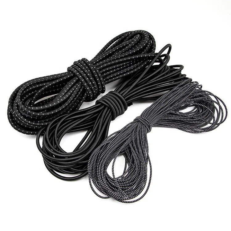 Factory Wholesale Strong Stretch Elastic Bungee Cord Braided Round Rubber Elastic Rope