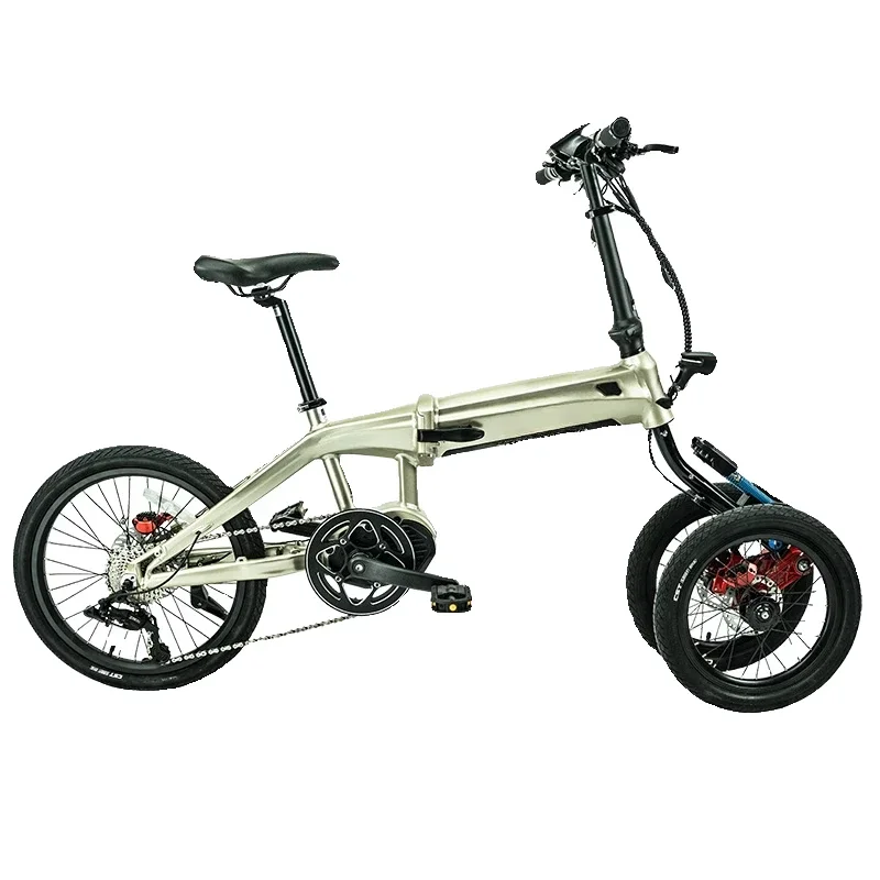 Tumbler three-wheel power self-propelled, front two-wheel independent suspension variable-speed folding bicycle