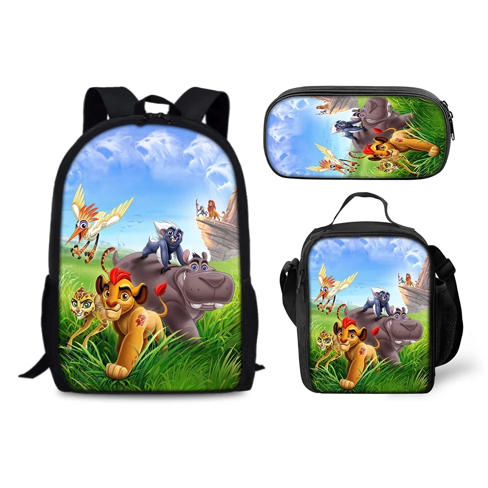 Guard Lion Schoolbag Backpack Lunch Bag Pencil Case Set Gift for Kids Students