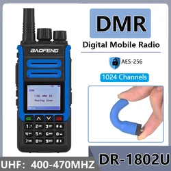 Baofeng DR-1802U AES-256 암호화 DMR 디지털 UHF:400-470MHz 워키토키, 장거리 1024 채널, 듀얼 모델, 양방향 라디오