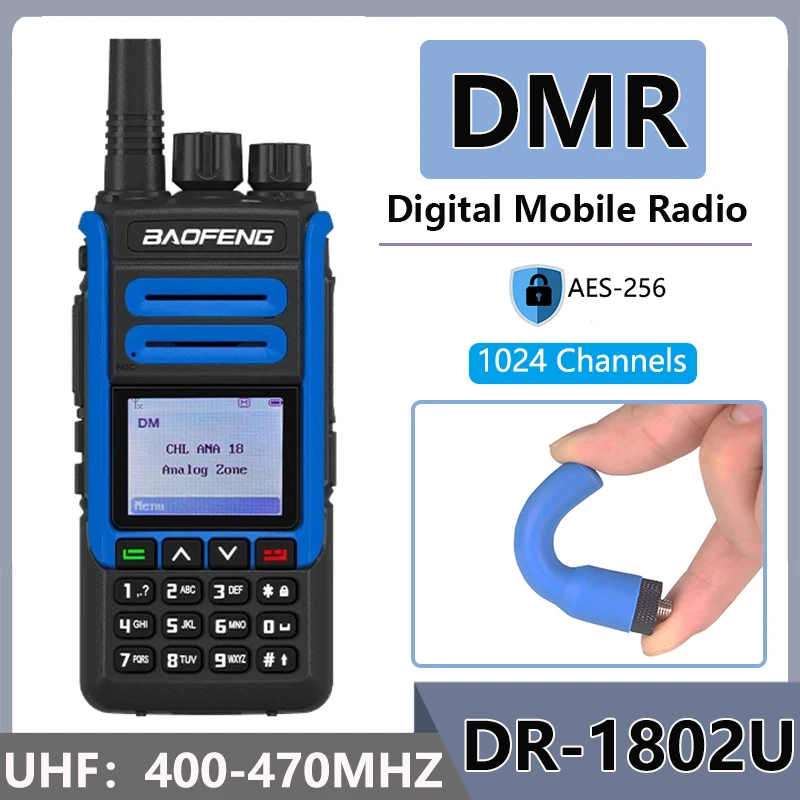 Baofeng DR-1802U AES-256 Encryption DMR Digital UHF:400-470MHz Walkie Talkie Long Range 1024 Channels  Dual Models Two Way Radio