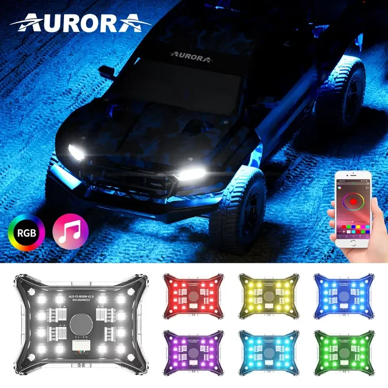 Aurora Dart Shape 96W 192W 288W 384W High Power RGBW LED Rock Light Kits for Off-Road Truck Boat UTV ATV Underbody
