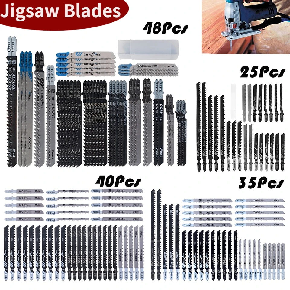 Lot 40 Lames Scie Sauteuse Professionnelles Bois Plastique Métal - Tige T Universelle