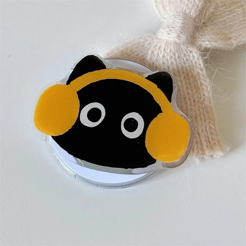 Simpatico cartone animato gatto nero per telefono magnetico Magsafe Griptok Grip Tok supporto per iPhone 15 16 pro custodia di ricarica wireless